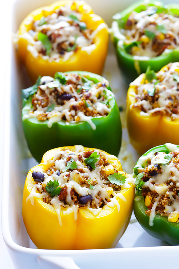 5-Ingredient-Mexican-Quinoa-Stuffed-Peppers - Chasing Foxes